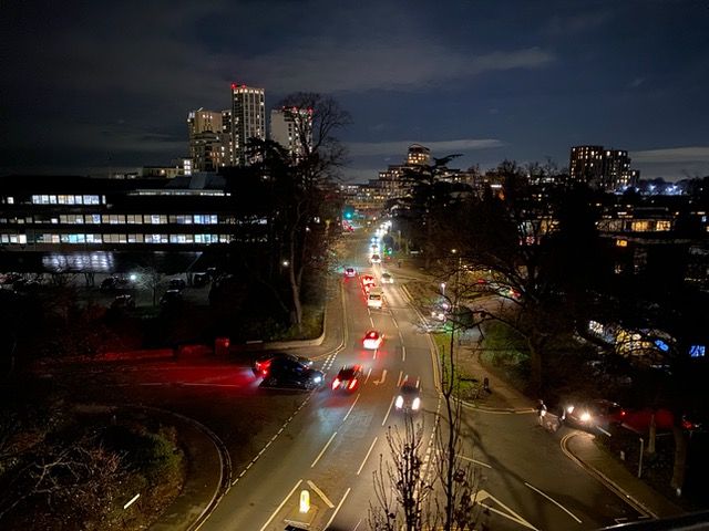Night view over Woking from the penthouse
